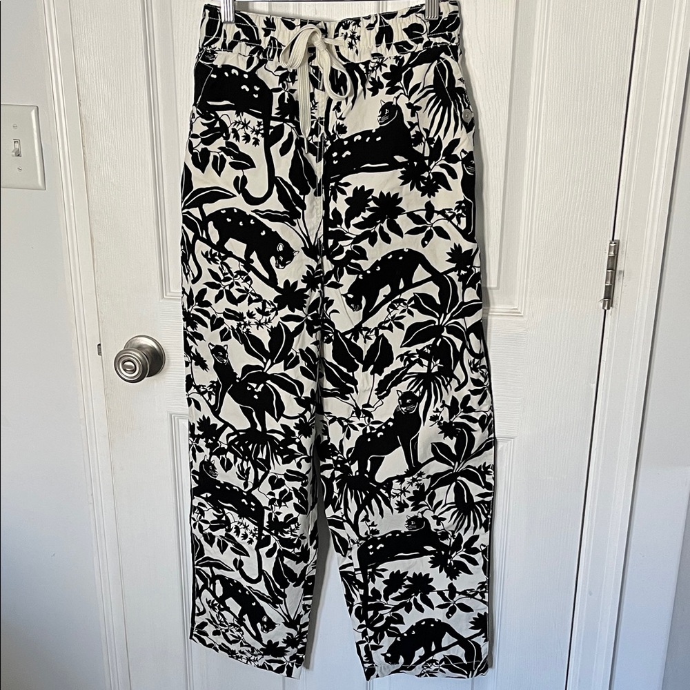 Maeve for Anthropologie - Black and White Animal Print Pants